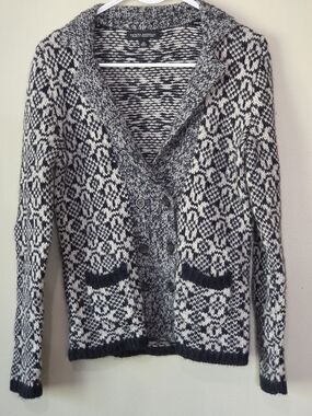 Banana Republic Intarsia Peacoat Cardigan XS Alpaca Wool Italian Yarn